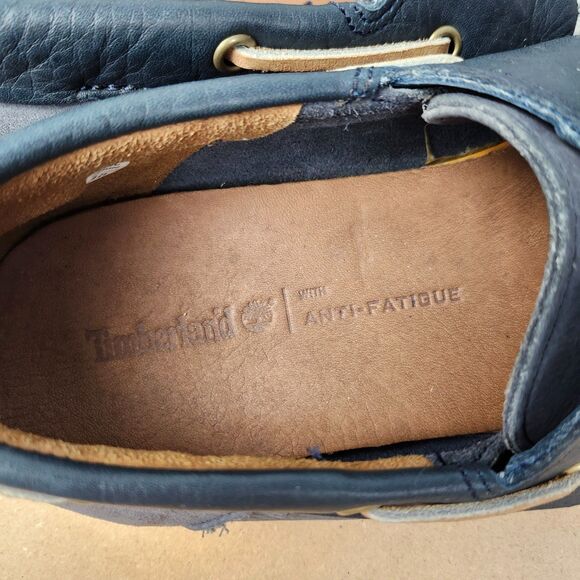 Timberland Boat Shoes 9M Navy Leather 6367A Anti-Fatigue Classic Preppy - Picture 6 of 9
